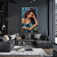 Expressive Painting of Woman Reading: Abstract or Artistic Poster PosterGoat