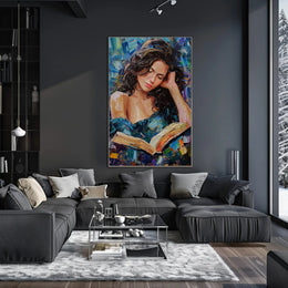 Expressive Painting of Woman Reading: Abstract or Artistic Poster PosterGoat