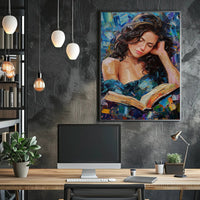 Expressive Painting of Woman Reading: Abstract or Artistic Poster PosterGoat