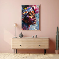 Expressive Portrait with Colorful Impasto in Artistic Poster PosterGoat