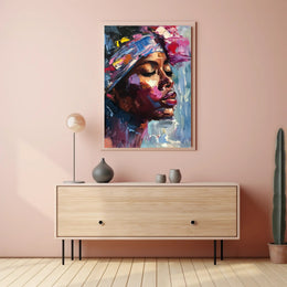 Expressive Portrait with Colorful Impasto in Artistic Poster PosterGoat