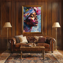 Expressive Portrait with Colorful Impasto in Artistic Poster PosterGoat