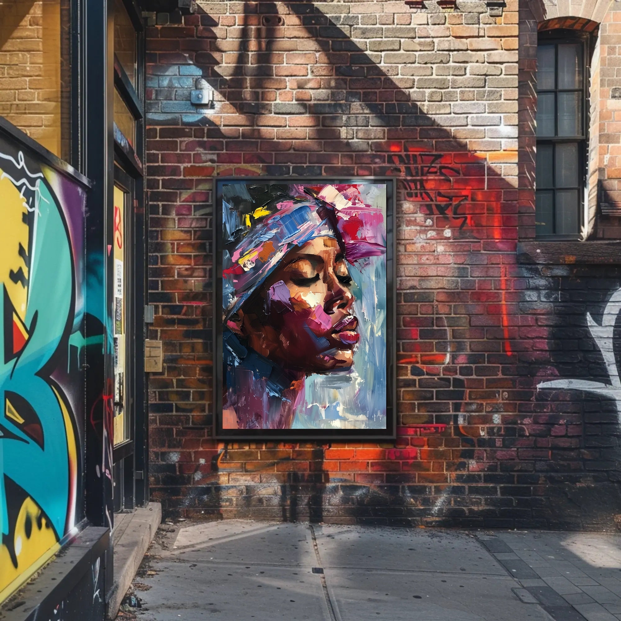 Expressive Portrait with Colorful Impasto in Artistic Poster PosterGoat