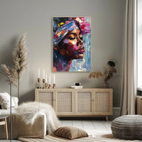 Expressive Portrait with Colorful Impasto in Artistic Poster PosterGoat