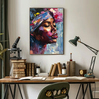Expressive Portrait with Colorful Impasto in Artistic Poster PosterGoat