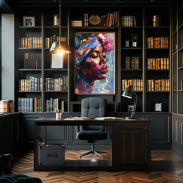 Expressive Portrait with Colorful Impasto in Artistic Poster PosterGoat