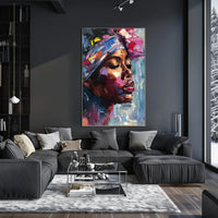 Expressive Portrait with Colorful Impasto in Artistic Poster PosterGoat