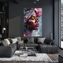 Expressive Portrait with Colorful Impasto in Artistic Poster PosterGoat