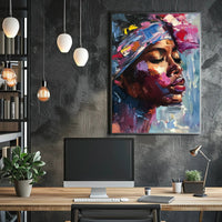 Expressive Portrait with Colorful Impasto in Artistic Poster PosterGoat