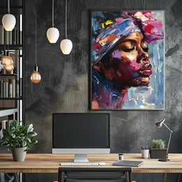 Expressive Portrait with Colorful Impasto in Artistic Poster PosterGoat