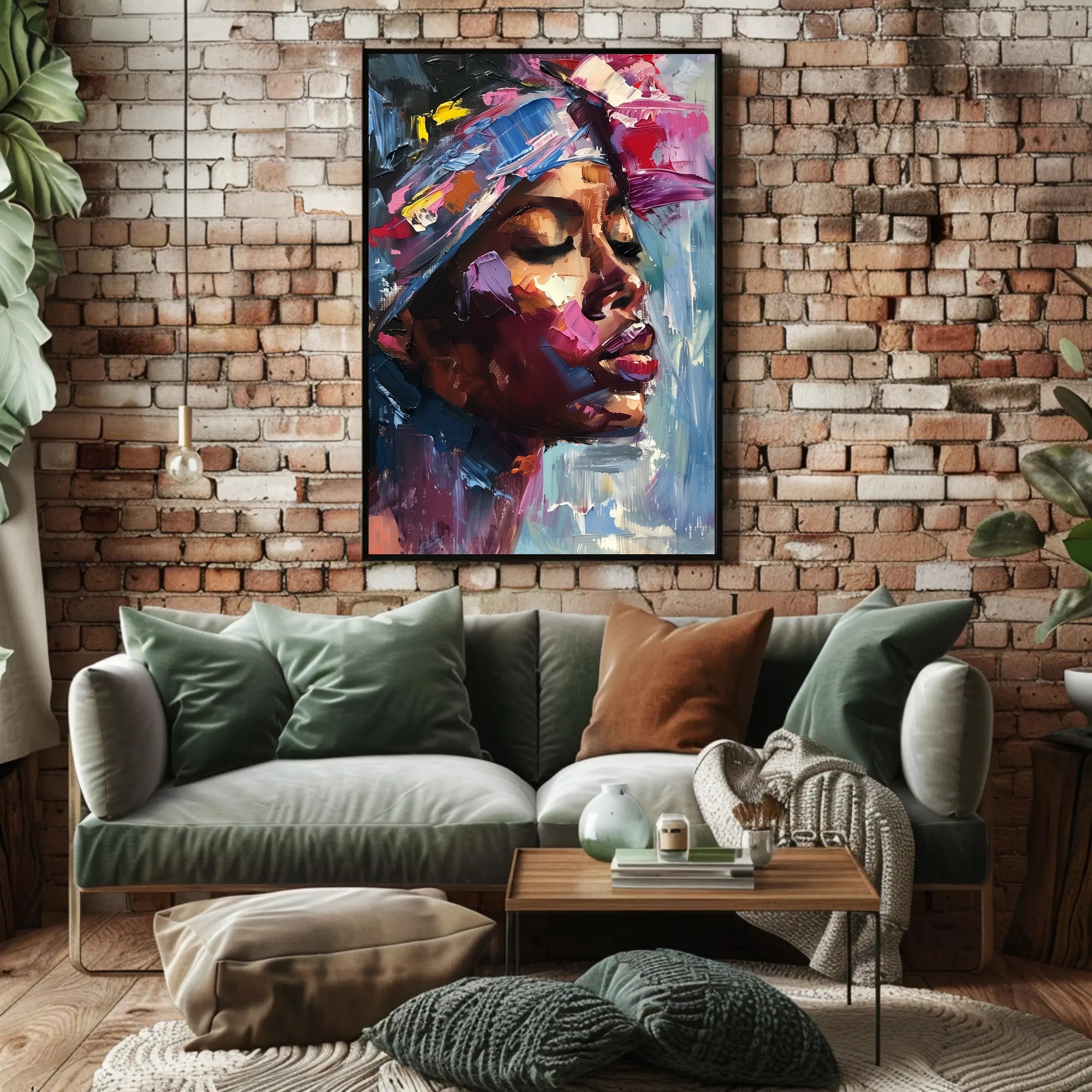 Expressive Portrait with Colorful Impasto in Artistic Poster PosterGoat