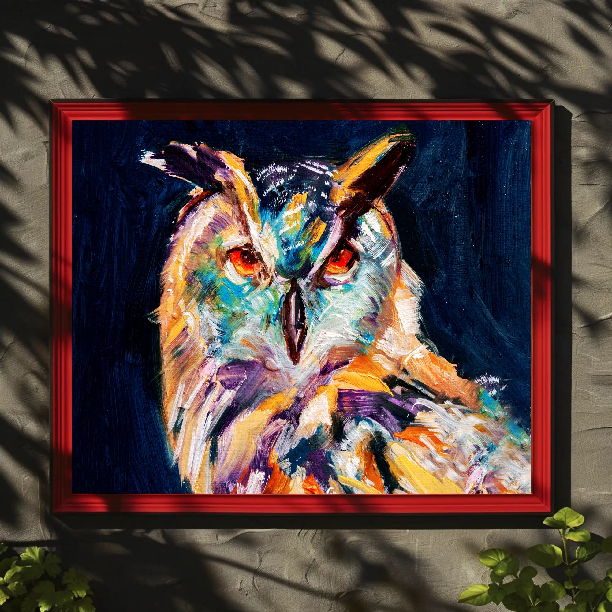 Expressive Stylized Owl Painting - Artistic Poster PosterGoat