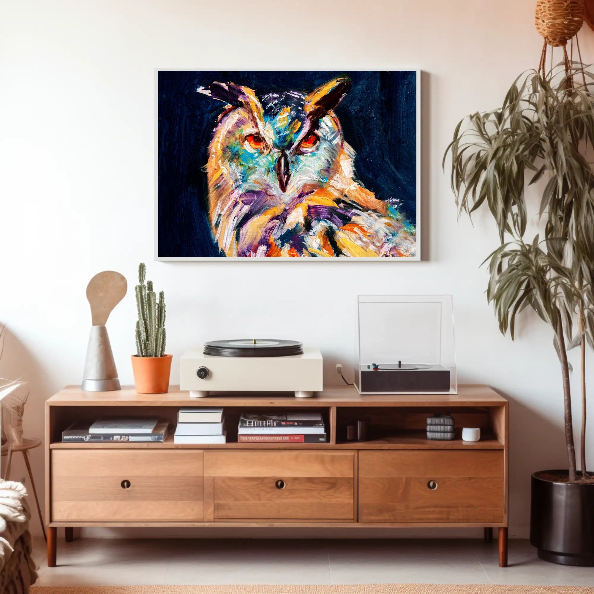 Expressive Stylized Owl Painting - Artistic Poster PosterGoat