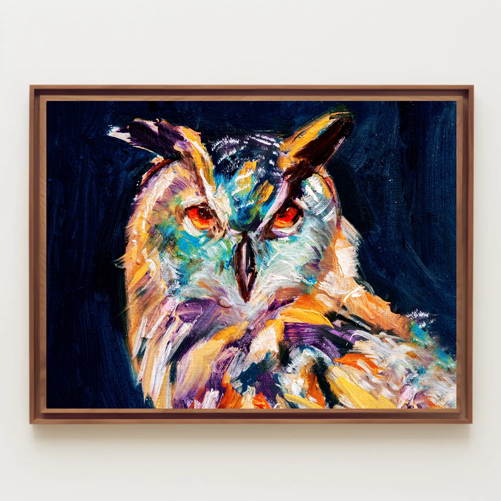 Expressive Stylized Owl Painting - Artistic Poster PosterGoat