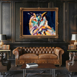 Expressive Stylized Owl Painting - Artistic Poster PosterGoat