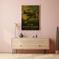 F-100 Super Sabre Historical Military Aviation Poster PosterGoat