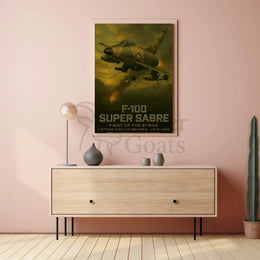 F-100 Super Sabre Historical Military Aviation Poster PosterGoat