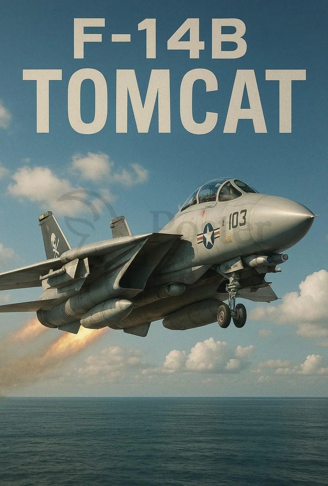 F-14B Tomcat Fighter Jet Over Ocean Poster PosterGoat