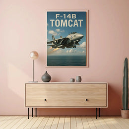 F-14B Tomcat Fighter Jet Over Ocean Poster PosterGoat