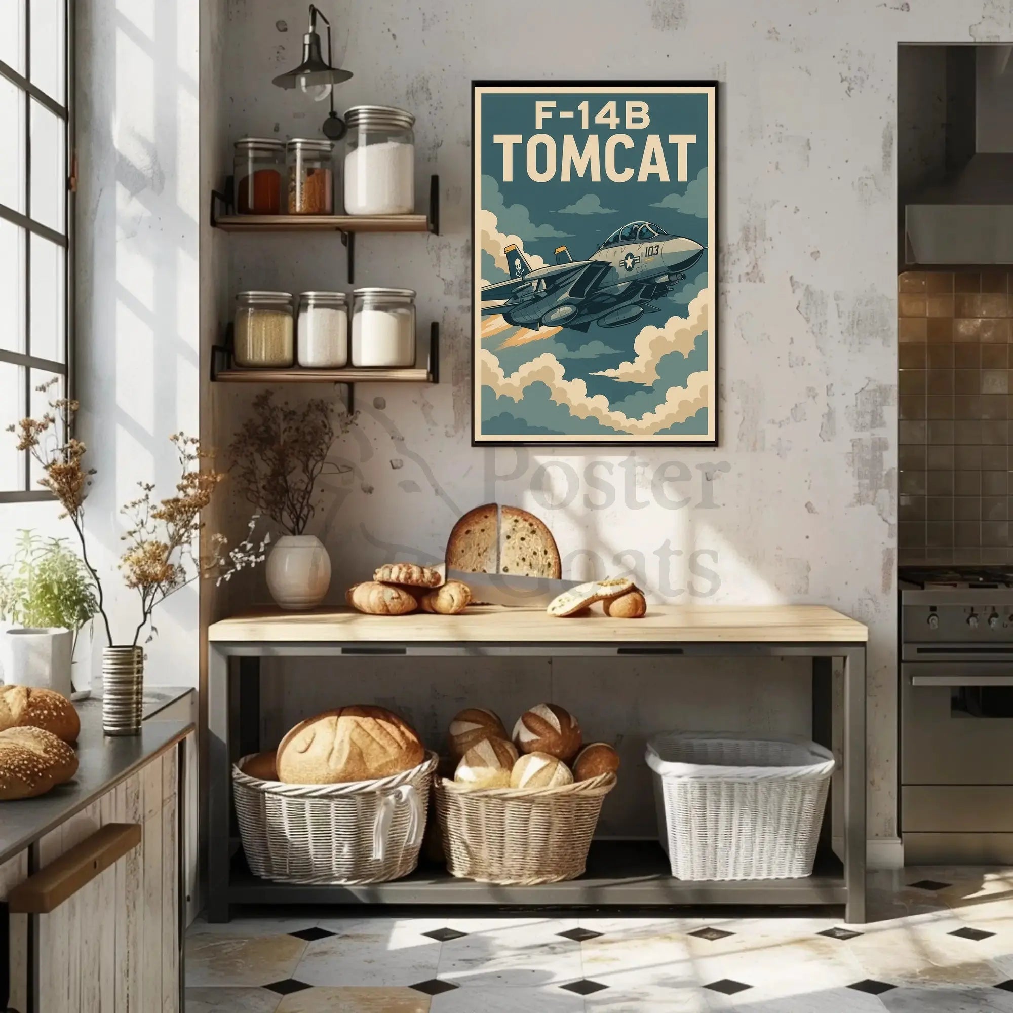 F-14B Tomcat Fighter Jet Vintage Poster PosterGoat