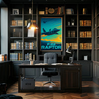 F-22 Raptor Dynamic Flight Military Aviation Poster PosterGoat