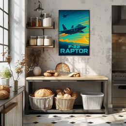 F-22 Raptor Dynamic Flight Military Aviation Poster PosterGoat