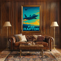 F-22 Raptor Dynamic Flight Military Aviation Poster PosterGoat