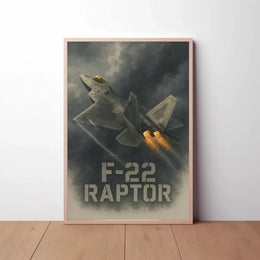 F-22 Raptor Jet in Flight Military Poster PosterGoat