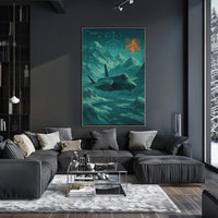 F-35 Fighter Jet Over Snowy Mountains Futuristic Sci-Fi Poster PosterGoat