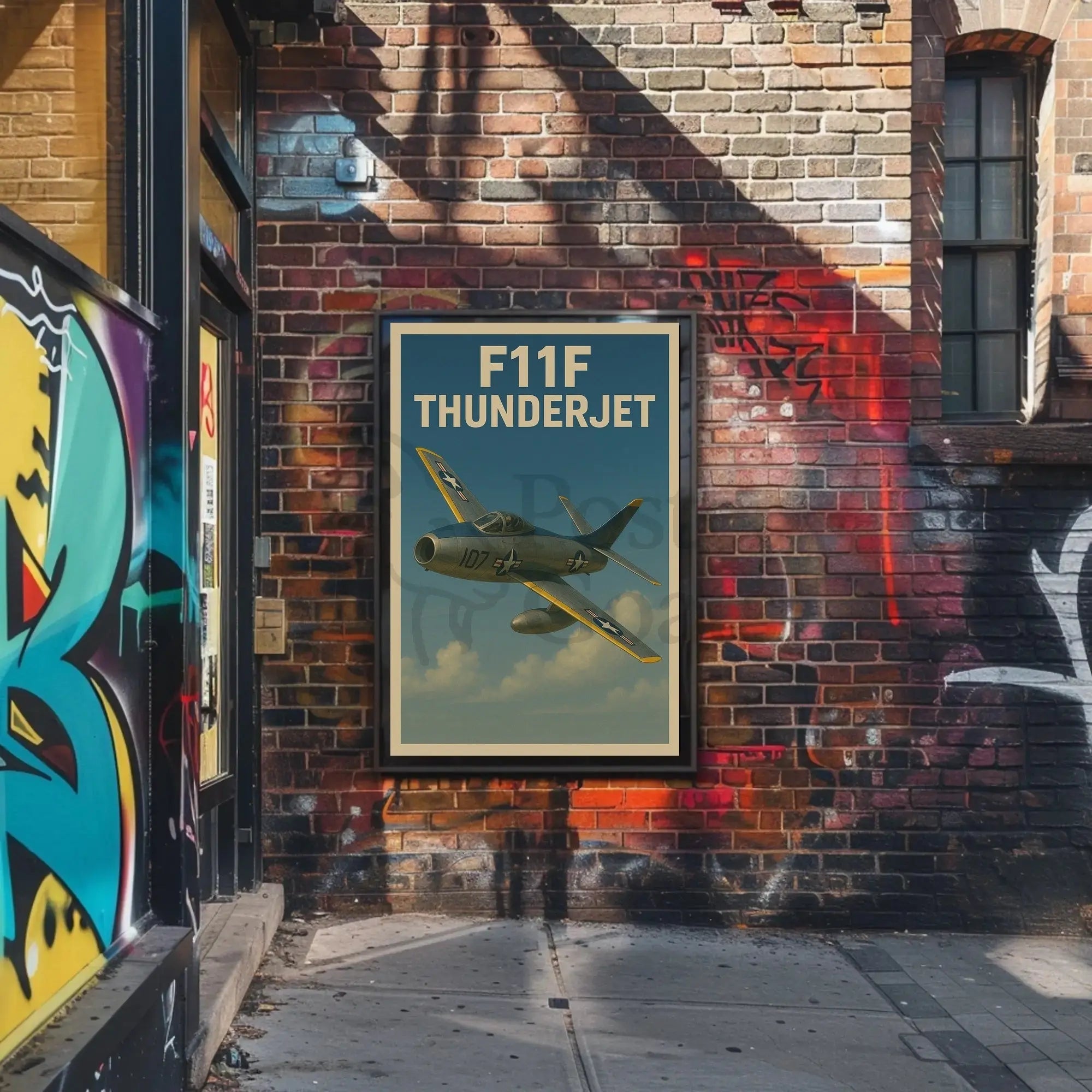 F11F Thunderjet Aviation Art Print Poster PosterGoat