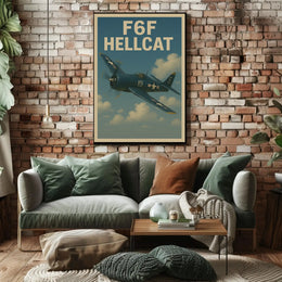 F6F Hellcat Vintage WWII Aviation Art Poster PosterGoat