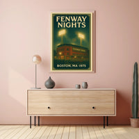 FENWAY NIGHTS Vintage 1975 Fenway Park Illustration Sports Poster PosterGoat