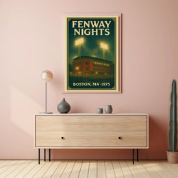 FENWAY NIGHTS Vintage 1975 Fenway Park Illustration Sports Poster PosterGoat