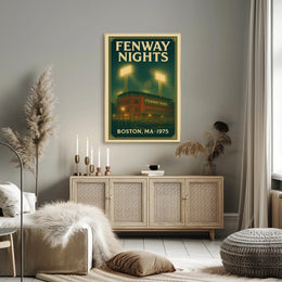 FENWAY NIGHTS Vintage 1975 Fenway Park Illustration Sports Poster PosterGoat