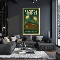 FENWAY NIGHTS Vintage 1975 Fenway Park Illustration Sports Poster PosterGoat