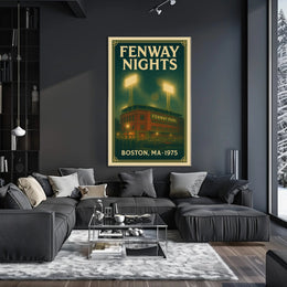 FENWAY NIGHTS Vintage 1975 Fenway Park Illustration Sports Poster PosterGoat