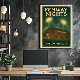 FENWAY NIGHTS Vintage 1975 Fenway Park Illustration Sports Poster PosterGoat