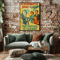 FLUSHOMATIC 3000 Retro-Futurism Futuristic Sci-Fi Poster PosterGoat