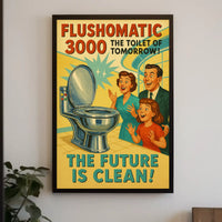 FLUSHOMATIC 3000 Retro-Futurism Futuristic Sci-Fi Poster PosterGoat