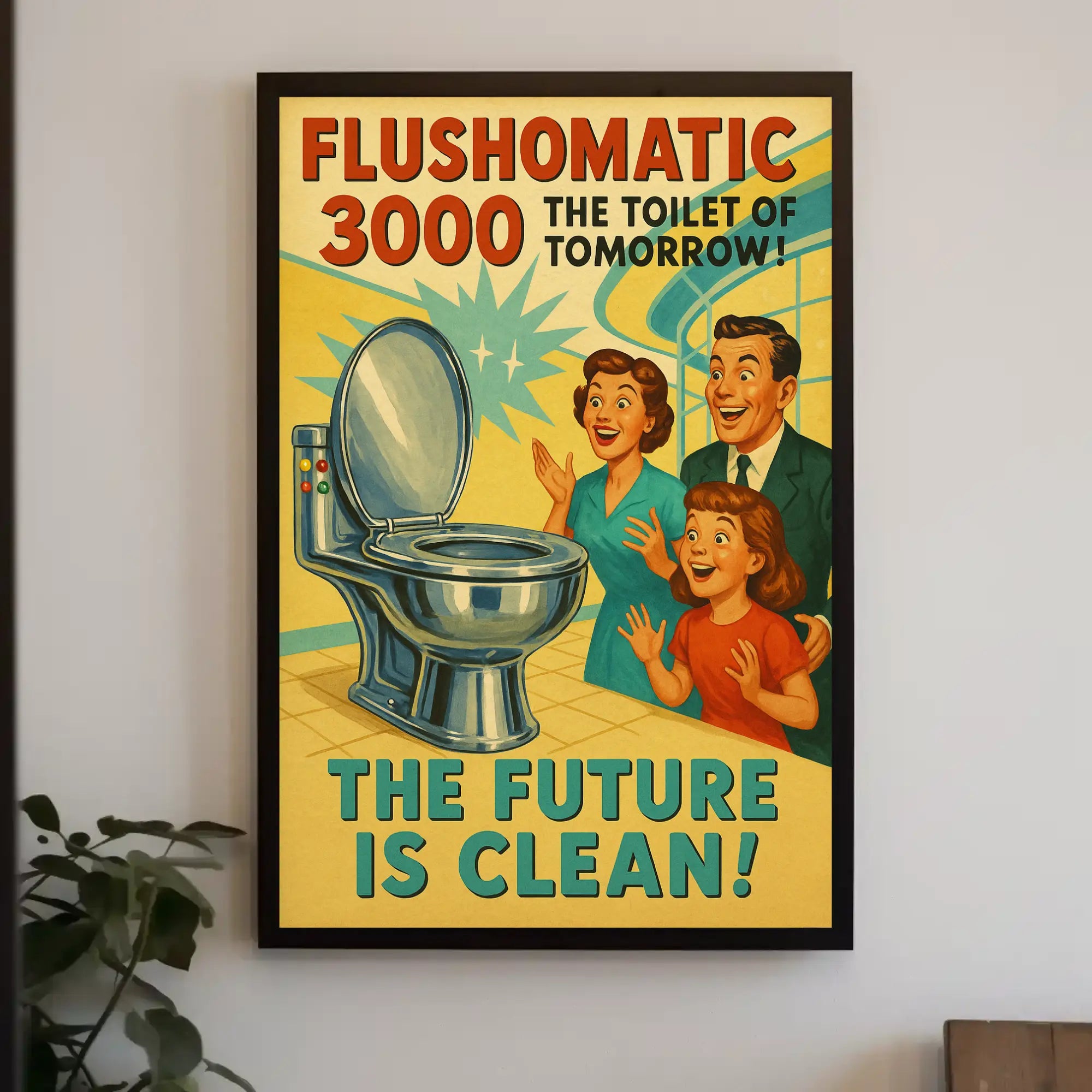FLUSHOMATIC 3000 Retro-Futurism Futuristic Sci-Fi Poster PosterGoat