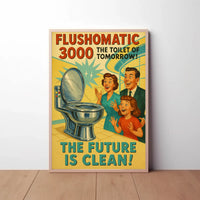 FLUSHOMATIC 3000 Retro-Futurism Futuristic Sci-Fi Poster PosterGoat