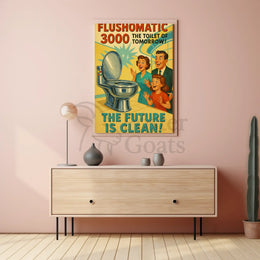 FLUSHOMATIC 3000 Retro-Futurism Futuristic Sci-Fi Poster PosterGoat