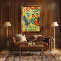 FLUSHOMATIC 3000 Retro-Futurism Futuristic Sci-Fi Poster PosterGoat