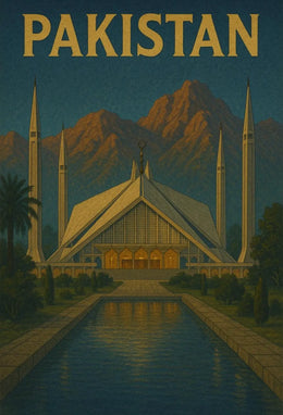 Faisal Mosque Scenic Vintage Travel Poster PosterGoat