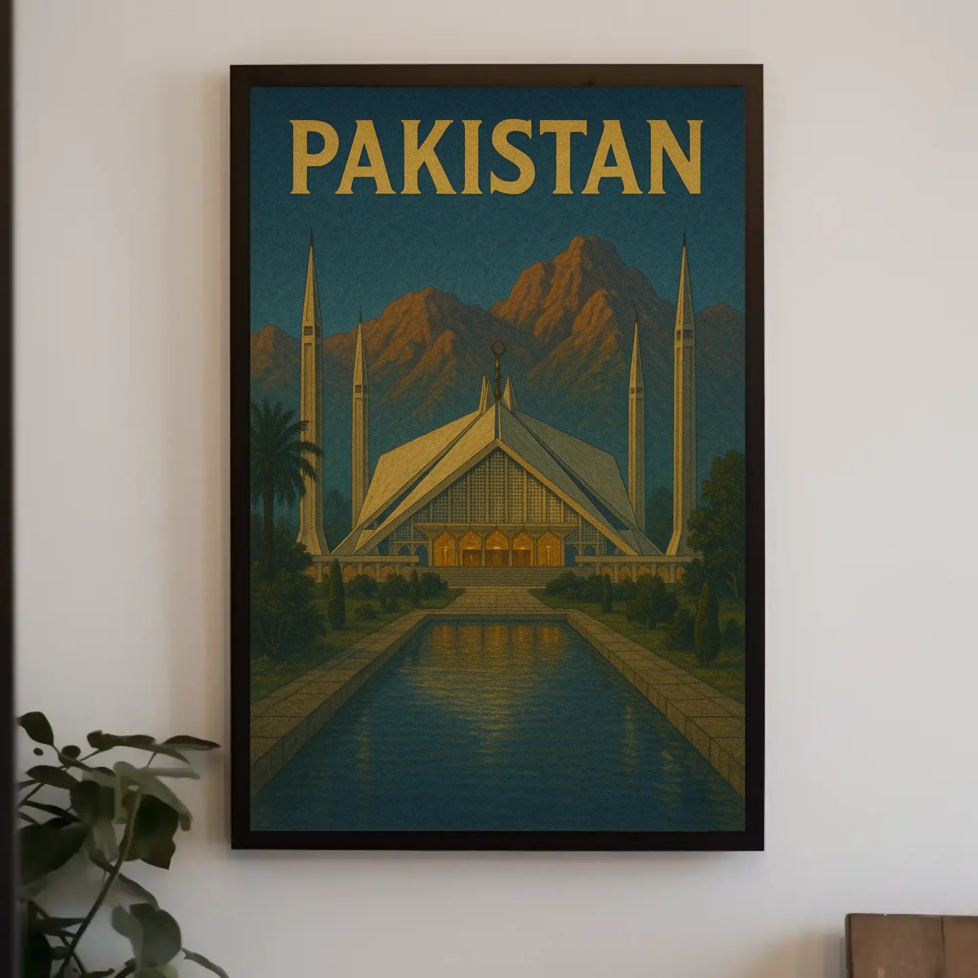 Faisal Mosque Scenic Vintage Travel Poster PosterGoat