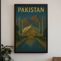Faisal Mosque Scenic Vintage Travel Poster PosterGoat