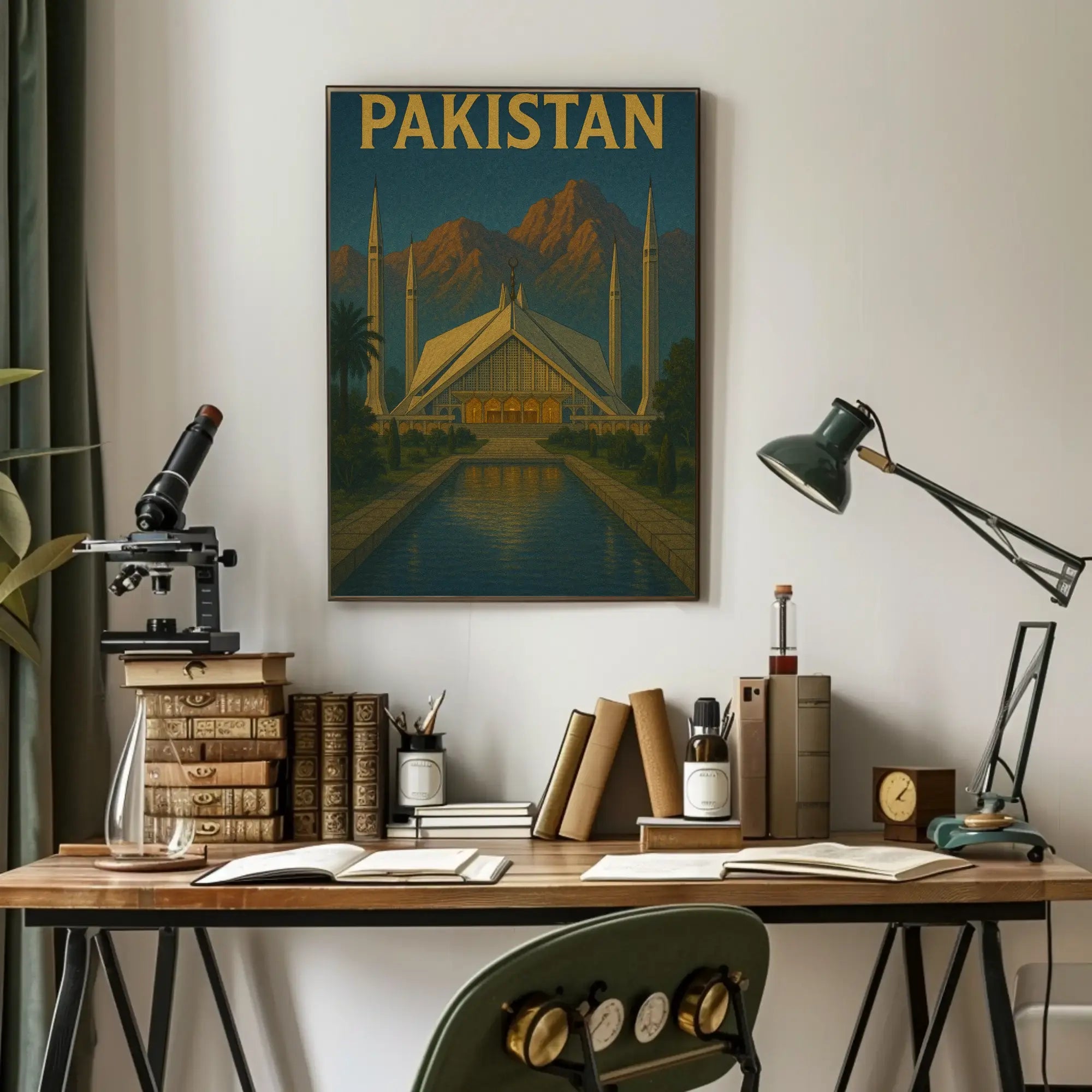 Faisal Mosque Scenic Vintage Travel Poster PosterGoat