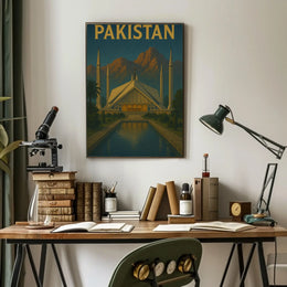 Faisal Mosque Scenic Vintage Travel Poster PosterGoat
