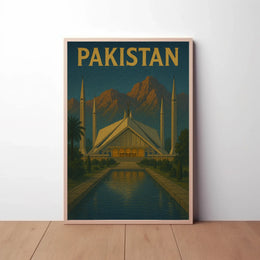 Faisal Mosque Scenic Vintage Travel Poster PosterGoat