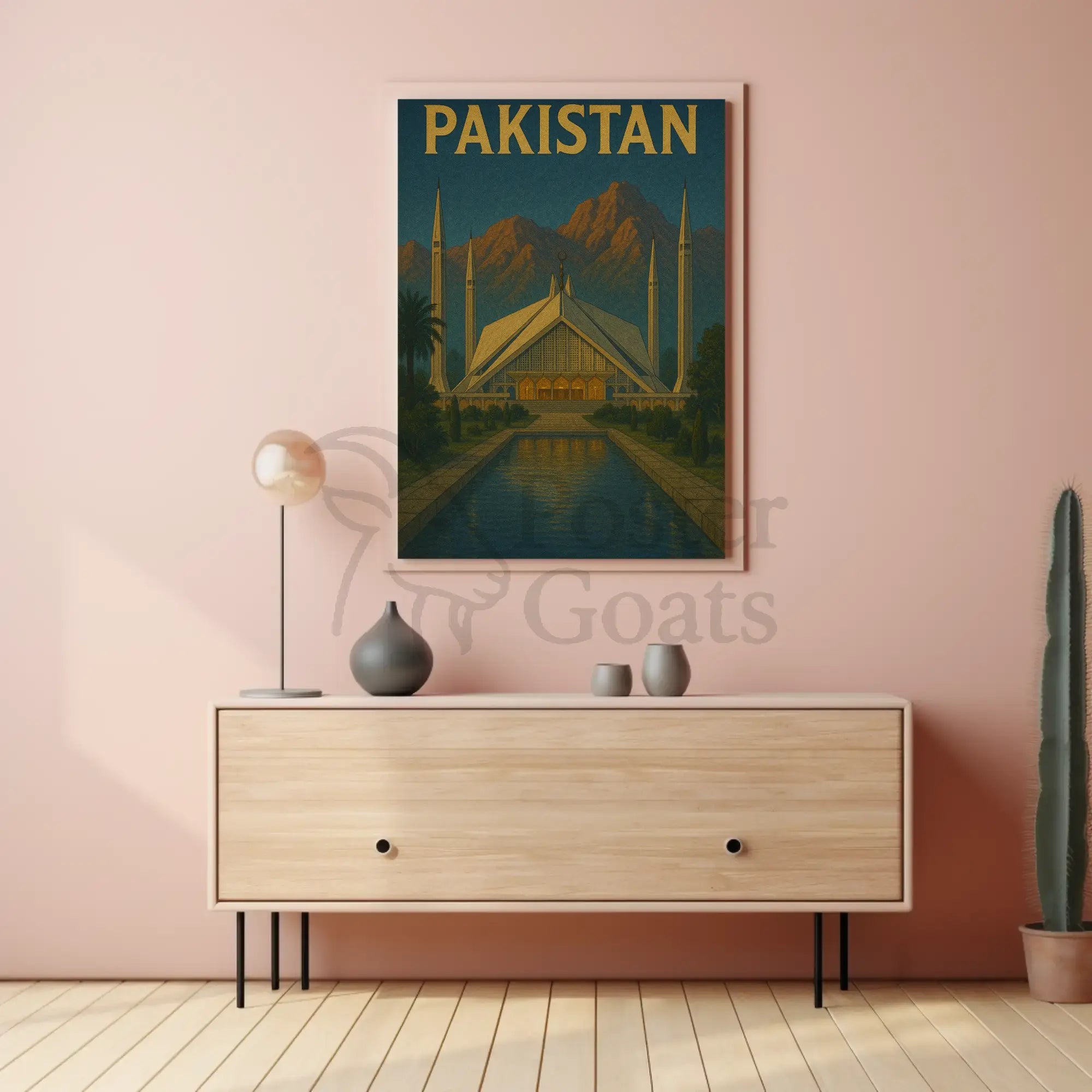 Faisal Mosque Scenic Vintage Travel Poster PosterGoat
